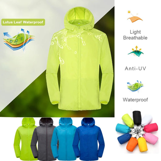 Camping Rain Coat Men Women Windbreaker Women Men's Waterproof Jacket Sun Protect Clothing Fishing Rain Wind Breaker Jacket Men