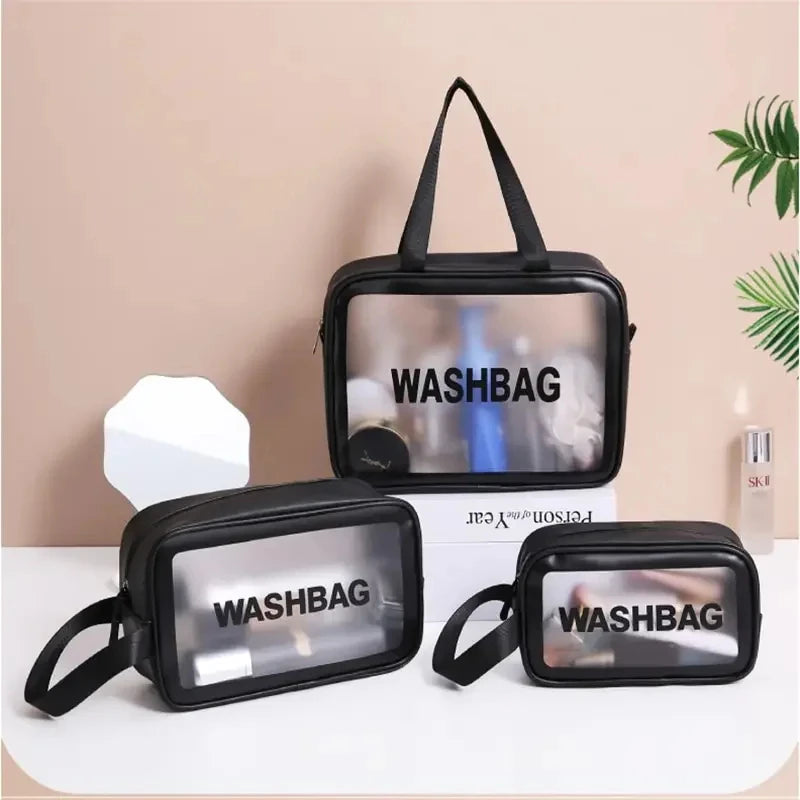 Portable Transparent Travel Wash Bag & Cosmetic Organizer